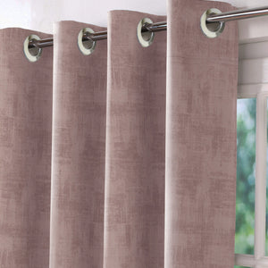 Bling Rustic Vibe Room Darkening Curtains | 100% Cotton | Pale Brown | Set of 2
