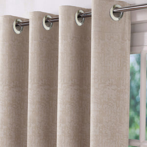 Lyon Cotton Room Darkening Curtains | Subtle Abstract Texture | Camel | Set of 2 | Fully Customizable