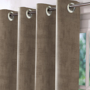 Bling Rustic Vibe Blackout Curtains | 100% Cotton | Cocoa Brown | Set of 2