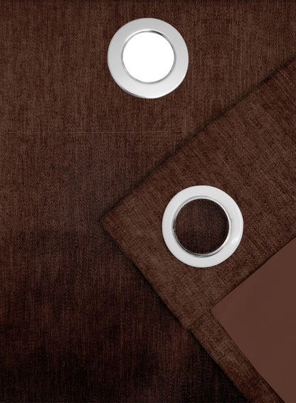 Arezzo Plain Blackout Curtains | Woody Brown | Set of 2