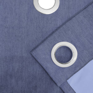 Arezzo Plain Blackout Curtains | Soft Heavy Fabric & Total Light Block | Comet Blue | Set of 2 | Fully Customizable