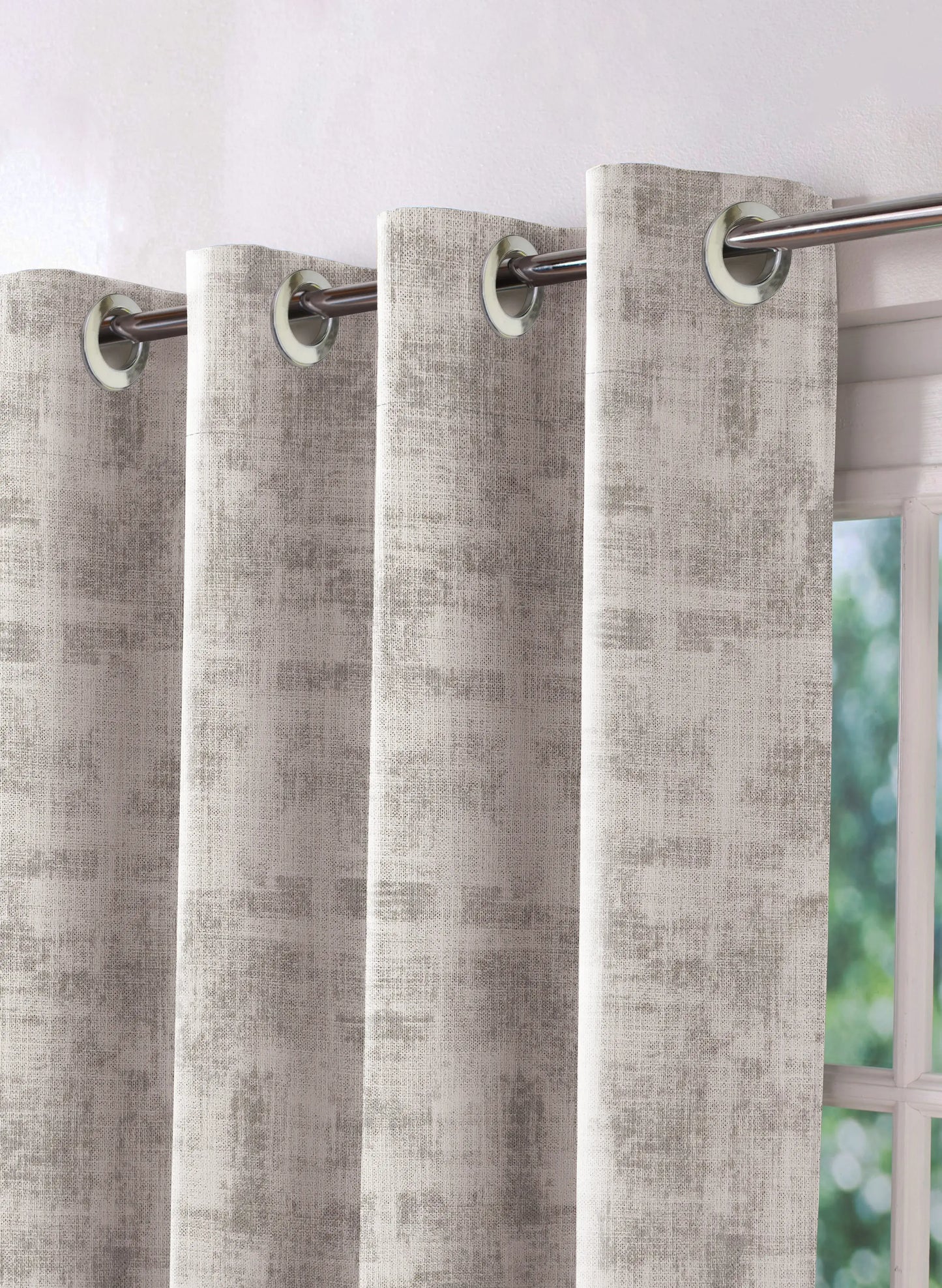 Bling Rustic Vibe Room Darkening Curtains | 100% Cotton | Beige | Set of 2