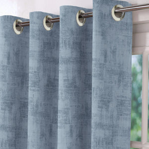 Bling Rustic Vibe Room Darkening Curtains | 100% Cotton | Blue | Set of 2
