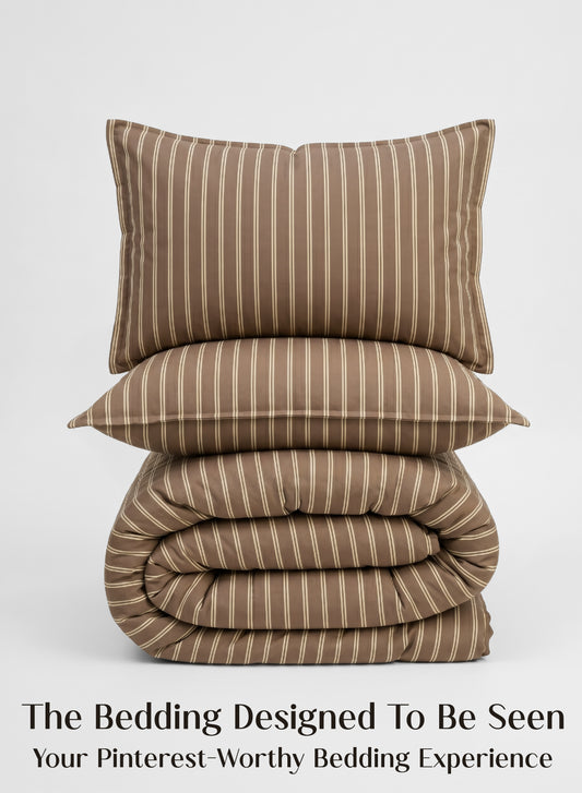 Crayonic™ 8-Piece AC Bedding Set | Signature Designer Bedding for AC Rooms | Café Mocha