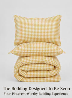 Crayonic™ 8-Piece AC Bedding Set | Signature Designer Bedding for AC Rooms | Sunlit Gingham