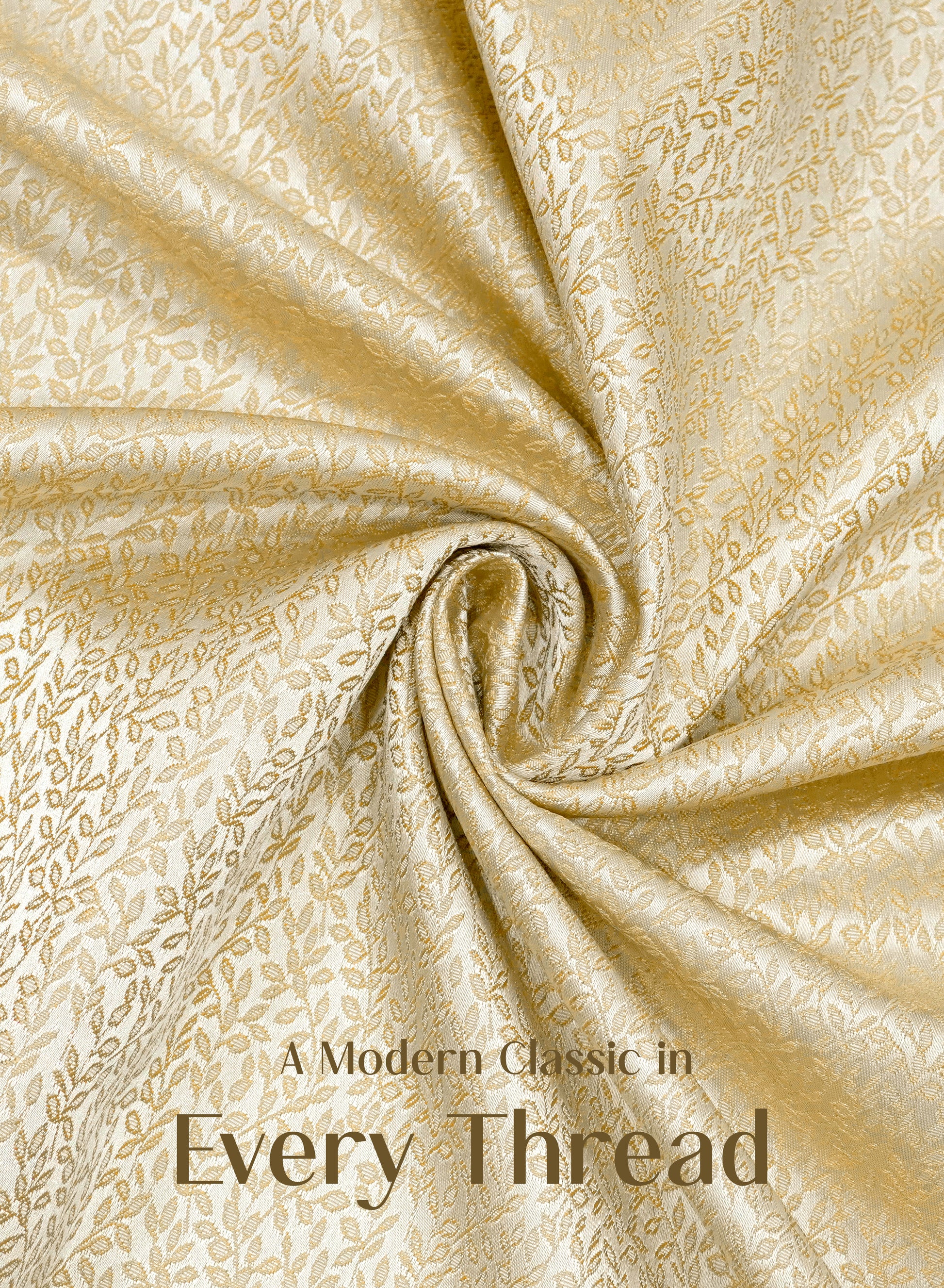 Eudora Jacquard Blackout Curtains | European Jacquard Weave & Total Light Block | Champagne Gold | Set of 2 | Fully Customizable