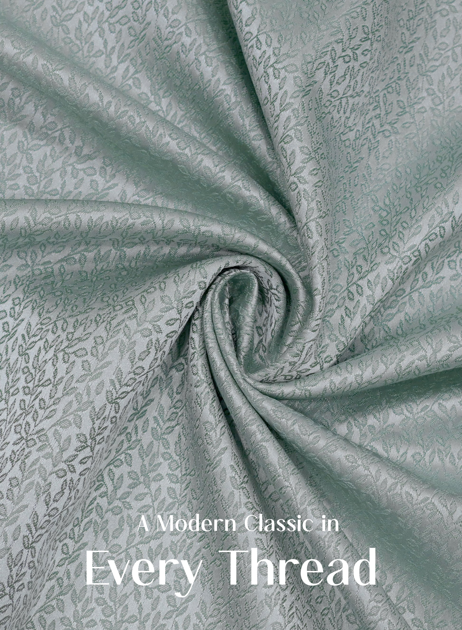 Eudora Jacquard Room Darkening Curtains | European Jacquard Weave | Seafoam Green | Set of 2 | Fully Customizable
