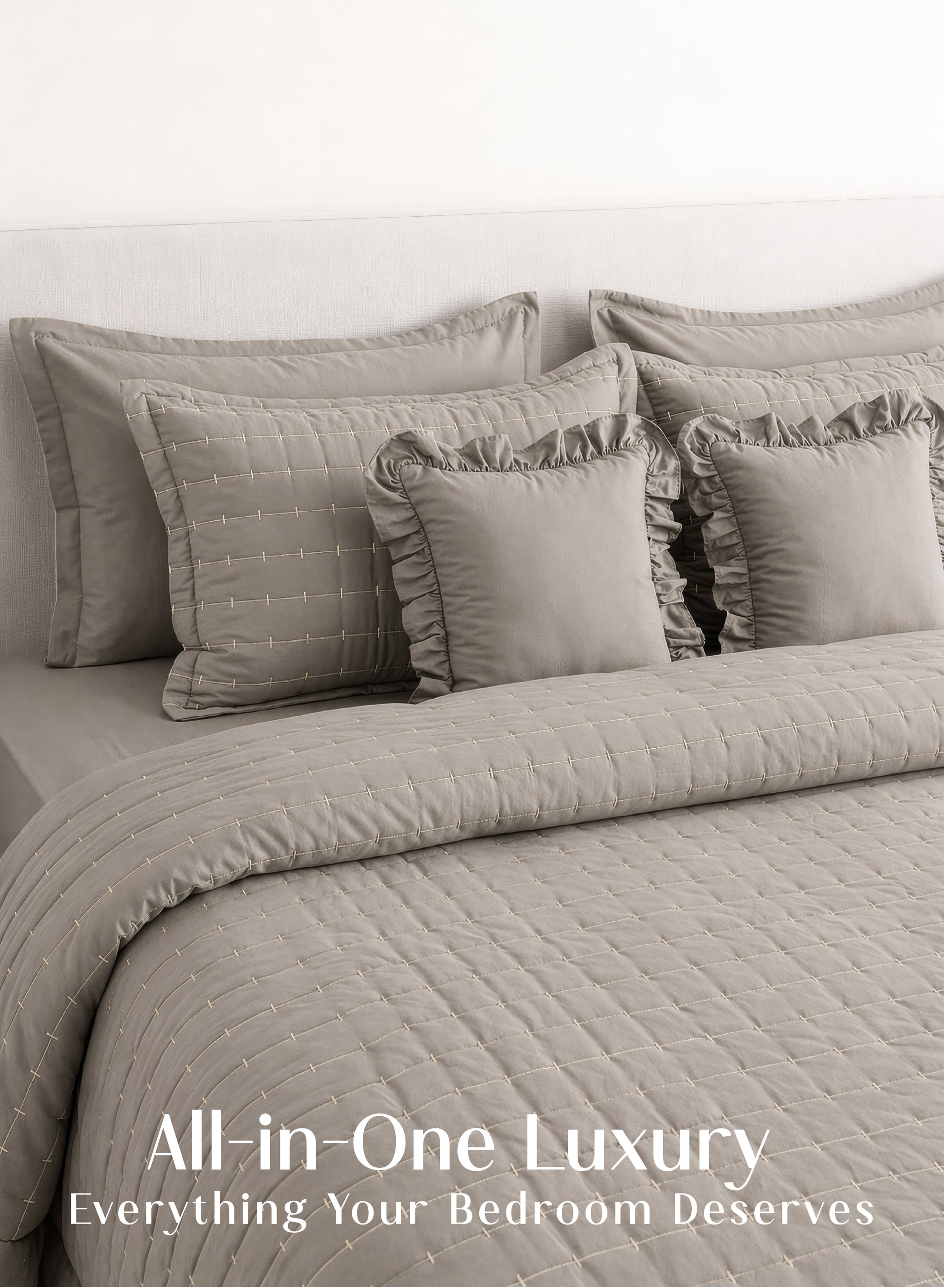 Home Crayons CloudTouch™ 8-Piece AC Bedding Set | Complete Bedroom Upgrade in One Set | Latte Crème
