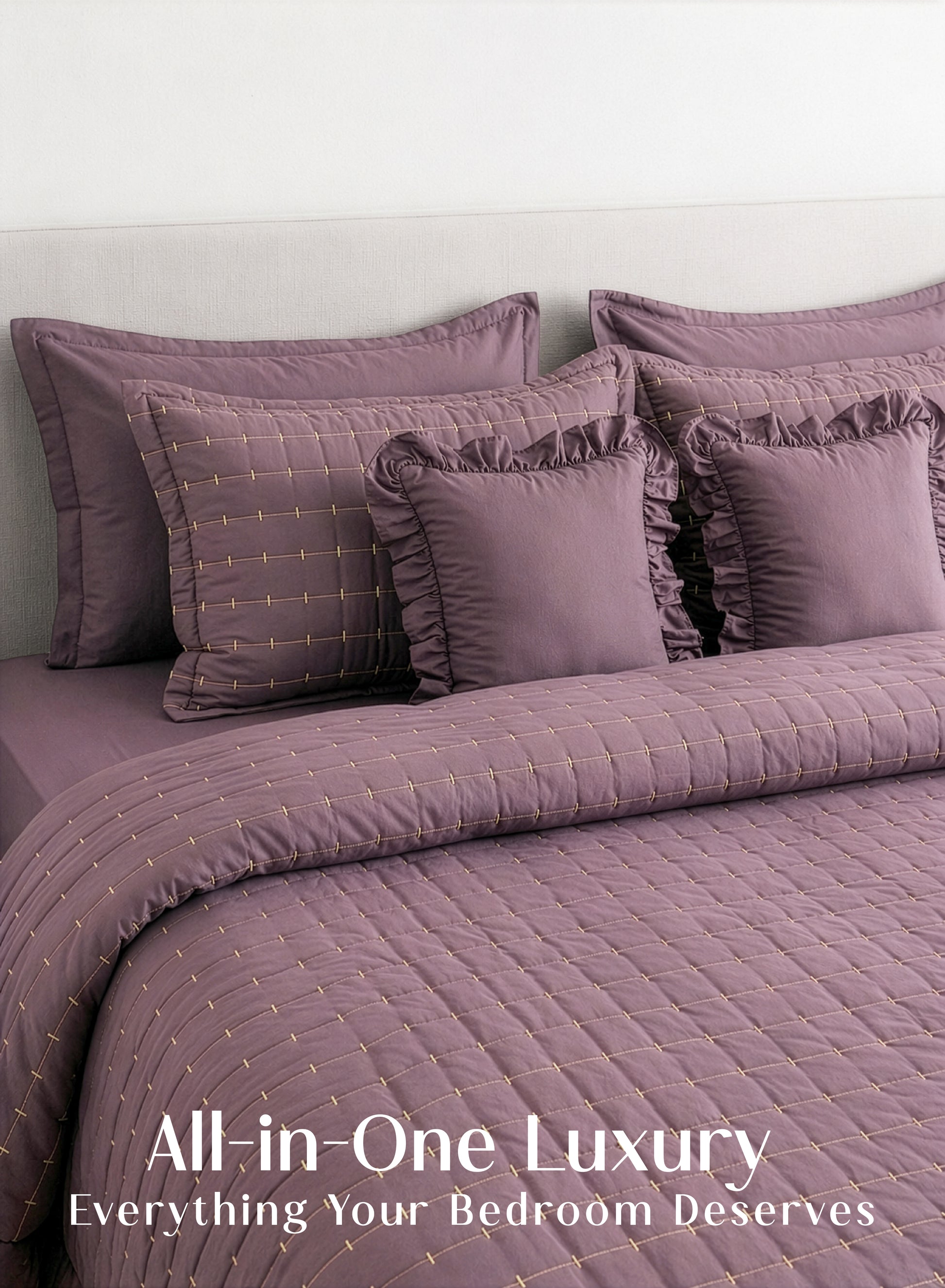 Home Crayons CloudTouch™ 8-Piece AC Bedding Set | Complete Bedroom Upgrade in One Set | Mulberry