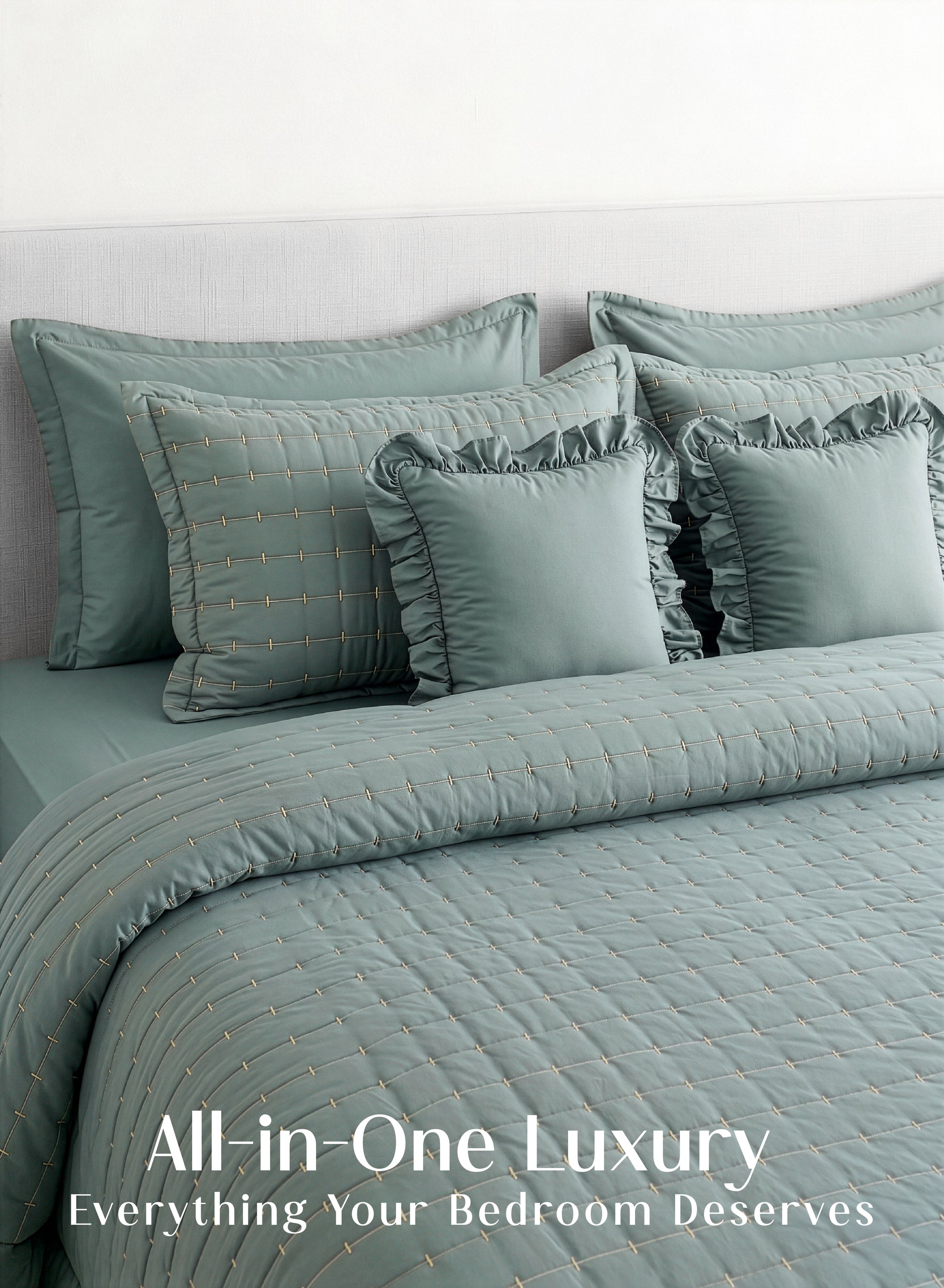 Home Crayons CloudTouch™ 8-Piece AC Bedding Set | Complete Bedroom Upgrade in One Set | Sage Green