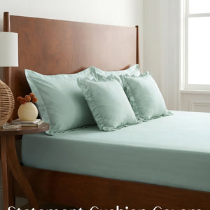 Home Crayons LuxeSoft™ Double Bedsheet Set | Oversized King | Includes 2 Pillow Covers & 2 Cushion Covers | Matcha Milk