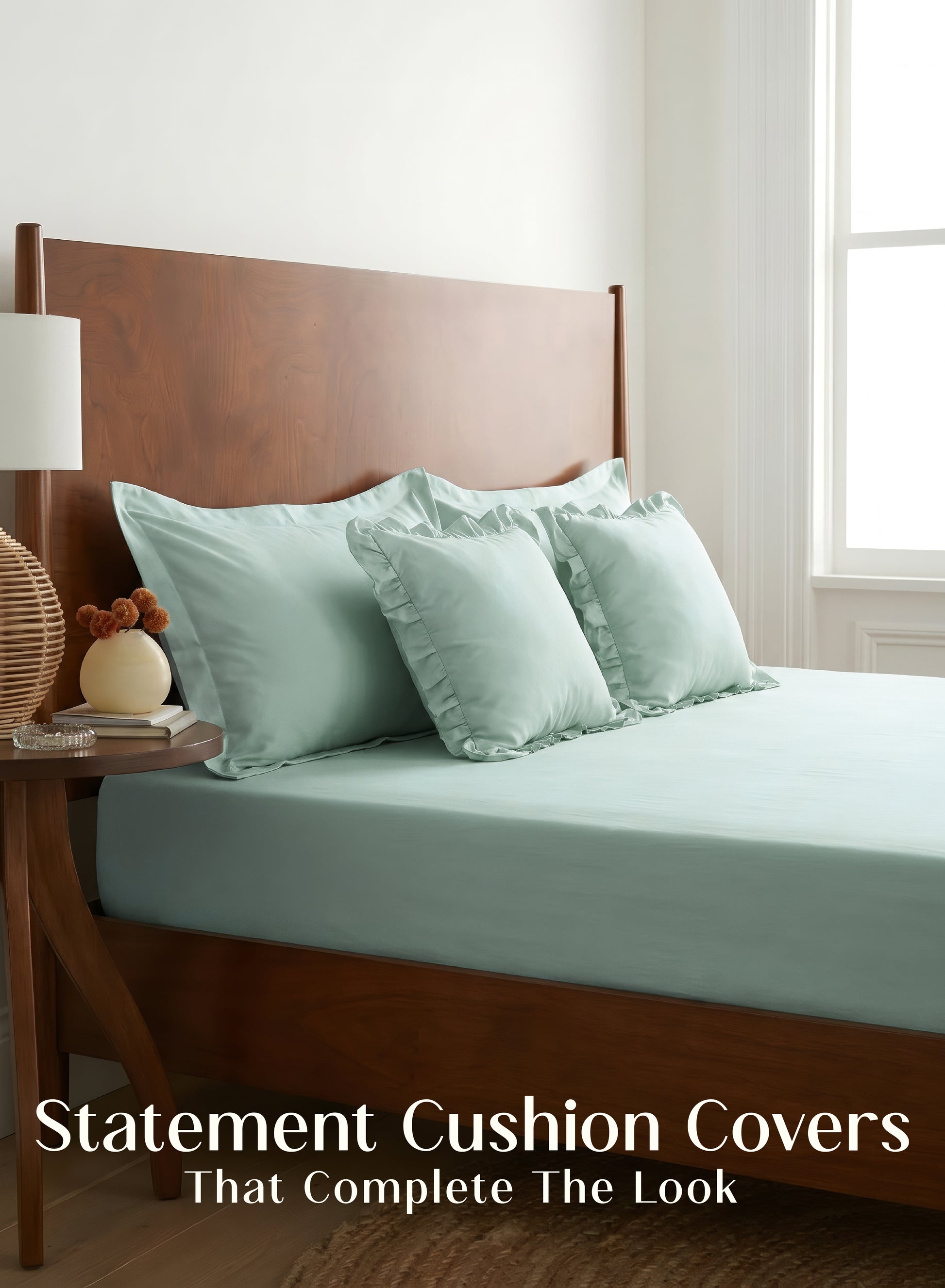 Home Crayons LuxeSoft™ Double Bedsheet Set | Oversized King | Includes 2 Pillow Covers & 2 Cushion Covers | Matcha Milk