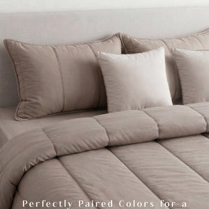 Home Crayons Cocoon AC Comforter Set | 5-Piece Designer Bed Set for Modern Homes | Earthy Beige