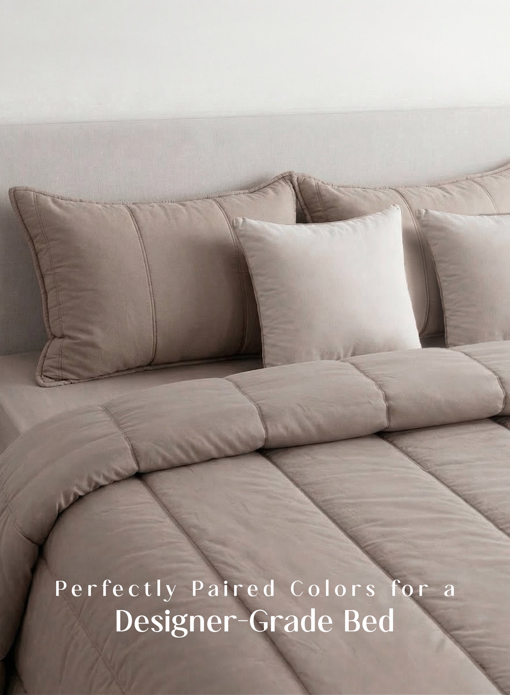 Home Crayons Cocoon AC Comforter Set | 5-Piece Designer Bed Set for Modern Homes | Earthy Beige