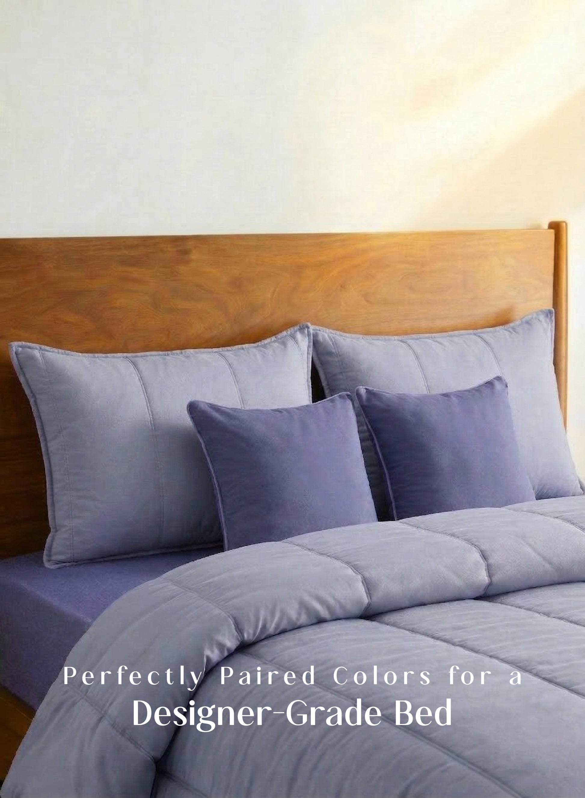 Home Crayons Cocoon AC Comforter Set | 5-Piece Designer Bed Set for Modern Homes | Lavender Haze