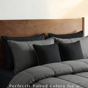 Home Crayons Cocoon 8-Piece AC Bedding Set | Coordinated Comforter, Fitted Sheet & Covers in One Set | Moonstone Gray