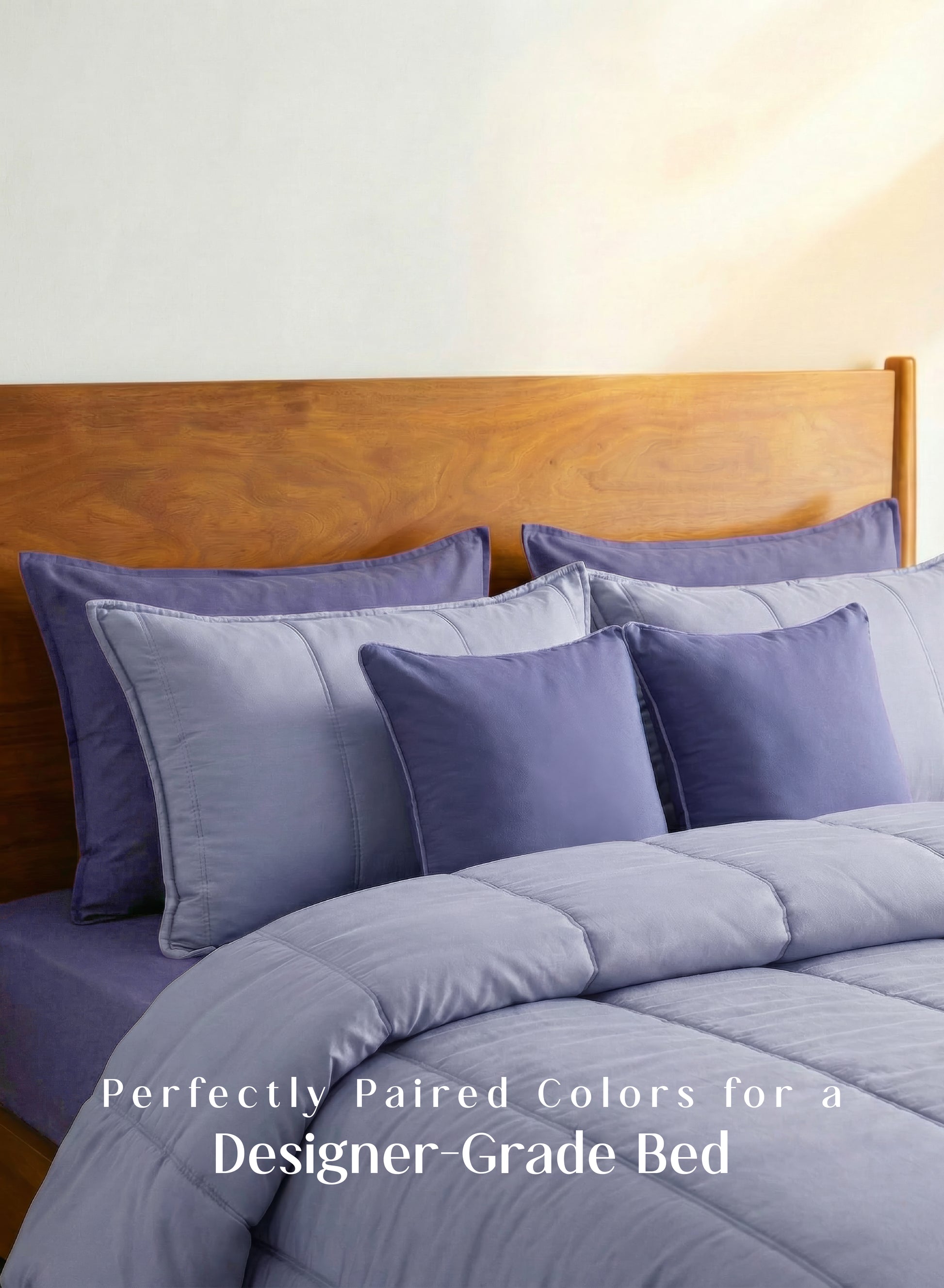 Home Crayons Cocoon 8-Piece AC Bedding Set | Coordinated Comforter, Fitted Sheet & Covers in One Set | Lavender Haze
