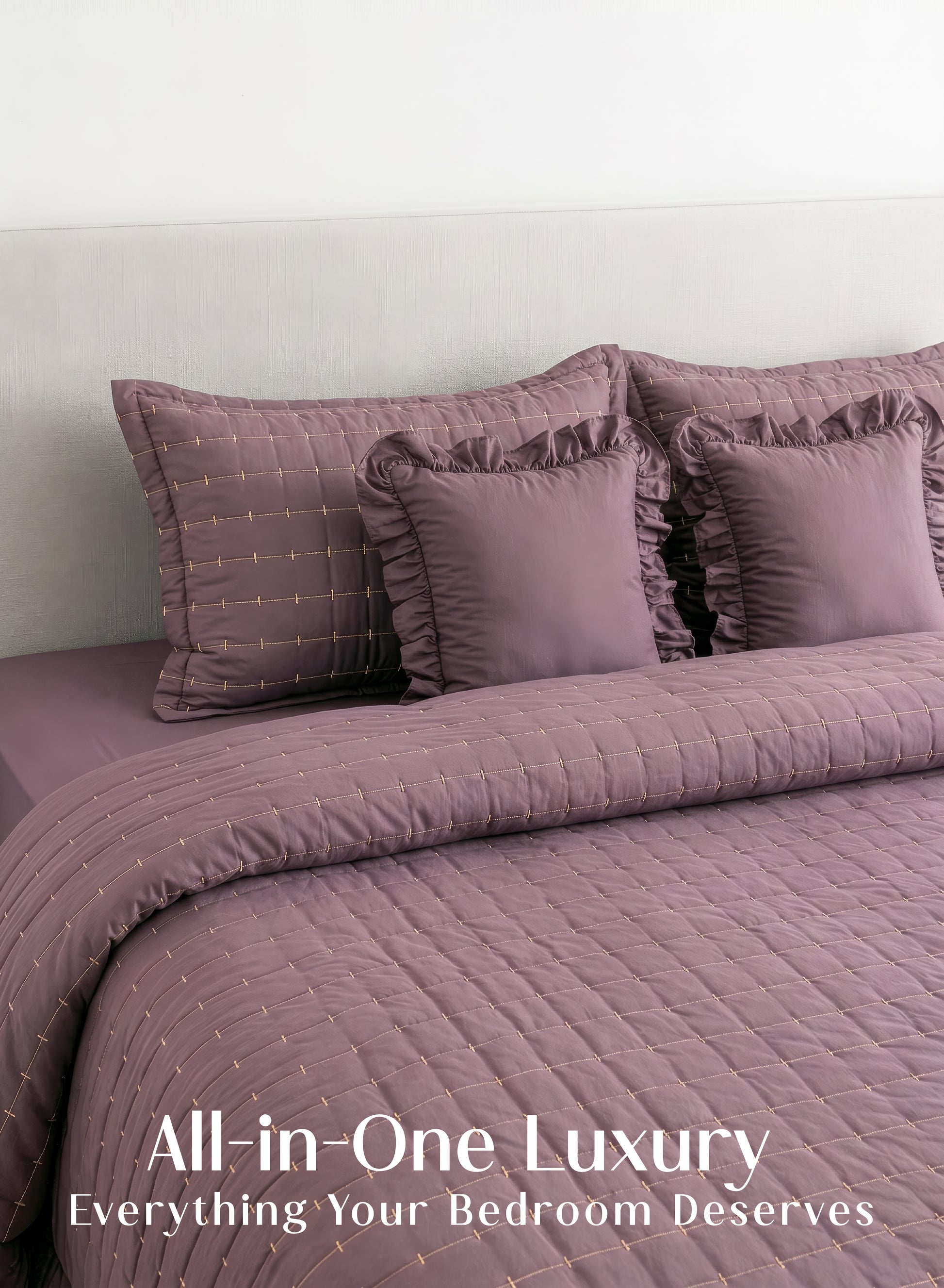 Home Crayons CloudTouch™ 5-Piece AC Comforter Set | 33% Oversized | Includes 2 Pillow & 2 Cushion Covers | Mulberry