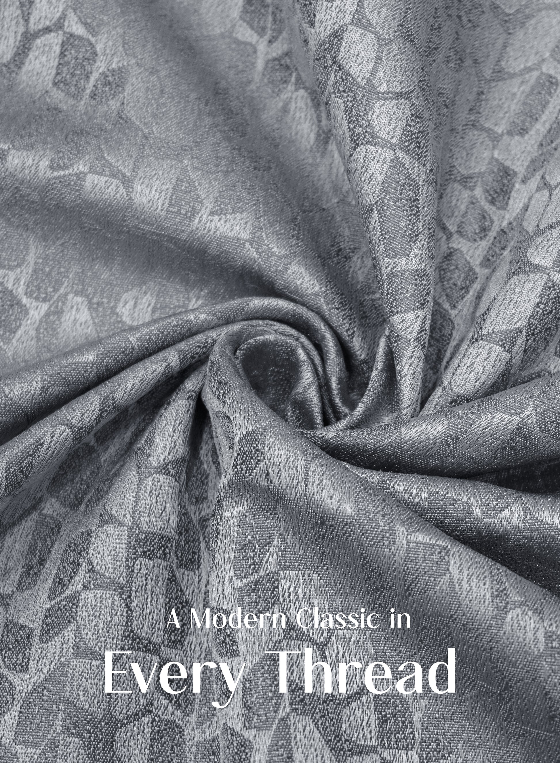 Eudora Jacquard Blackout Curtains | Pebble Jacquard Weave & Total Light Block | Dusk Gray | Set of 2 | Fully Customizable