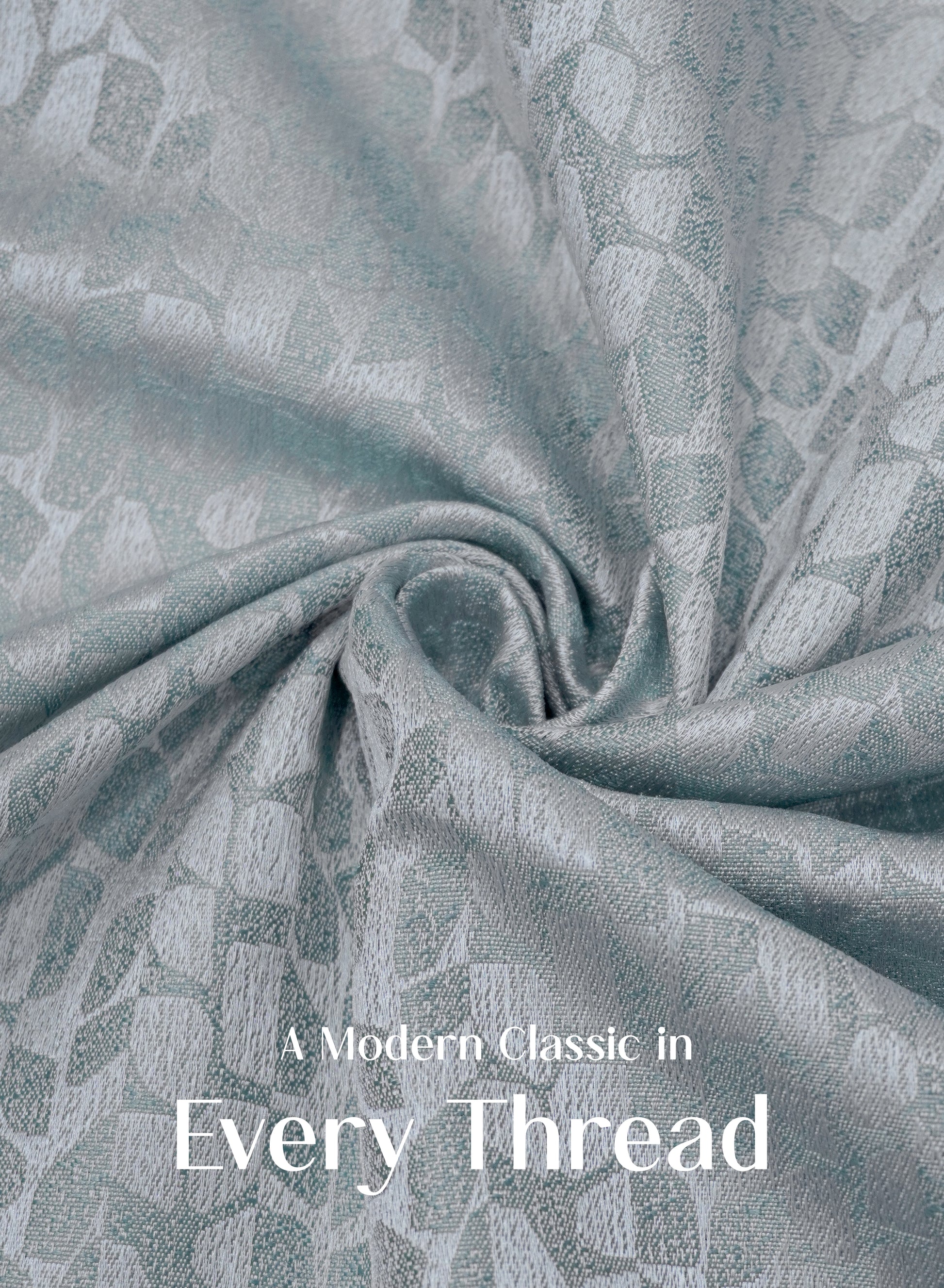Eudora Jacquard Room Darkening Curtains | Pebble Jacquard Weave | Twilight Aqua | Set of 2 | Fully Customizable