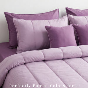 Home Crayons Cocoon 8-Piece AC Bedding Set | Coordinated Comforter, Fitted Sheet & Covers in One Set | Lilac Daisy