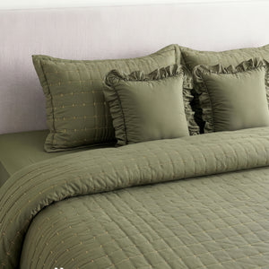 Home Crayons CloudTouch™ 5-Piece AC Comforter Set | 33% Oversized | Includes 2 Pillow & 2 Cushion Covers | Olive Grove