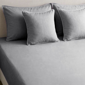 Home Crayons LuxeFit™ Fitted Bedsheet Set | Perfect Fit for Queen & King Mattresses | Quill Gray