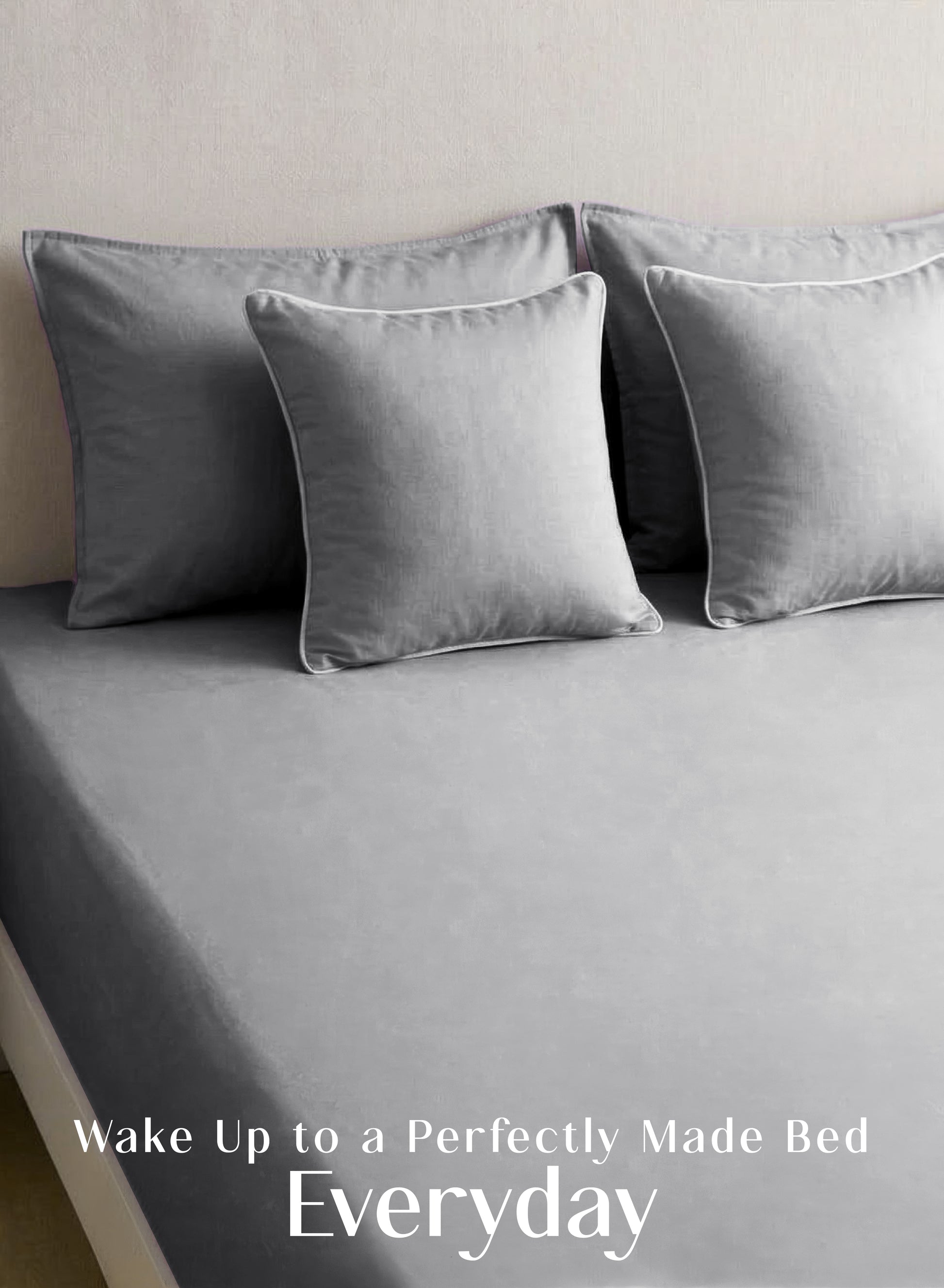 Home Crayons LuxeFit™ Fitted Bedsheet Set | Perfect Fit for Queen & King Mattresses | Quill Gray