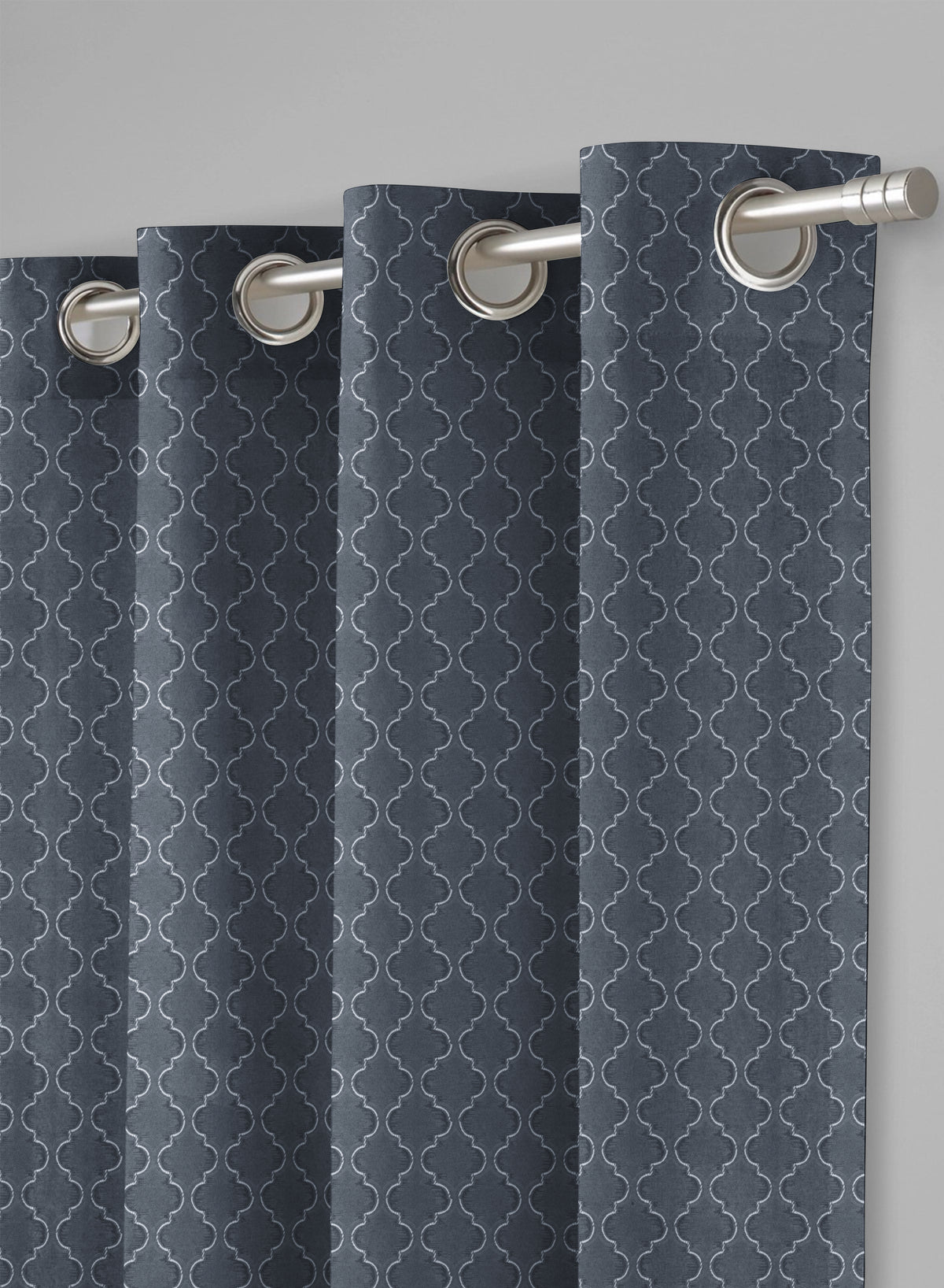 Teramo Jacquard Blackout Curtains | Crest Jacquard Weave & Total Light Block | Abstract Gray | Set of 2 | Fully Customizable