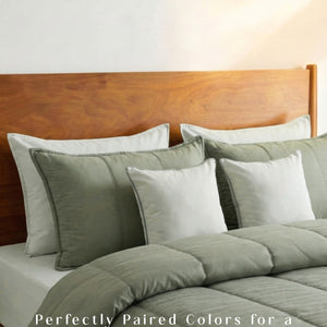 Home Crayons Cocoon 8-Piece AC Bedding Set | Coordinated Comforter, Fitted Sheet & Covers in One Set | Olive Mist