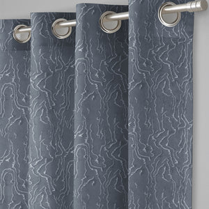 Teramo Jacquard Room Darkening Curtains | Drift Jacquard Weave | Abstract Gray | Set of 2 | Fully Customizable