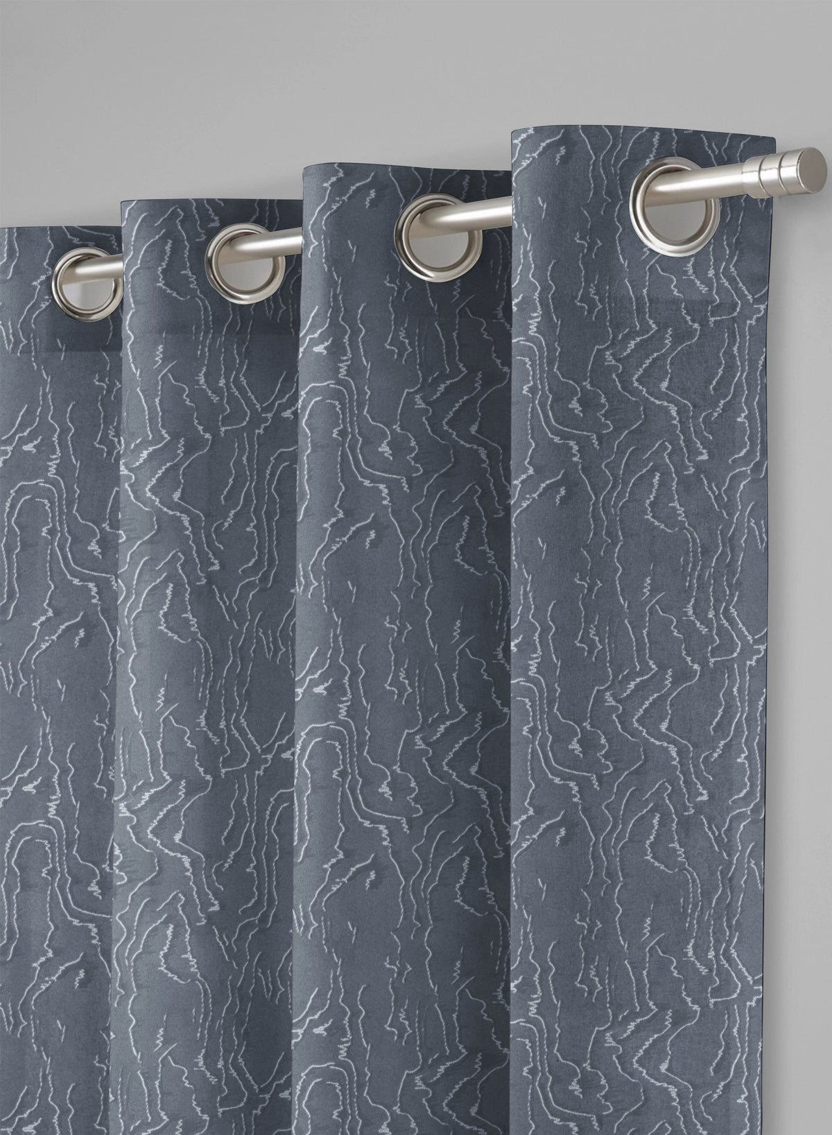 Teramo Jacquard Room Darkening Curtains | Drift Jacquard Weave | Abstract Gray | Set of 2 | Fully Customizable