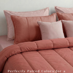 Home Crayons Cocoon 8-Piece AC Bedding Set | Coordinated Comforter, Fitted Sheet & Covers in One Set | Terracotta