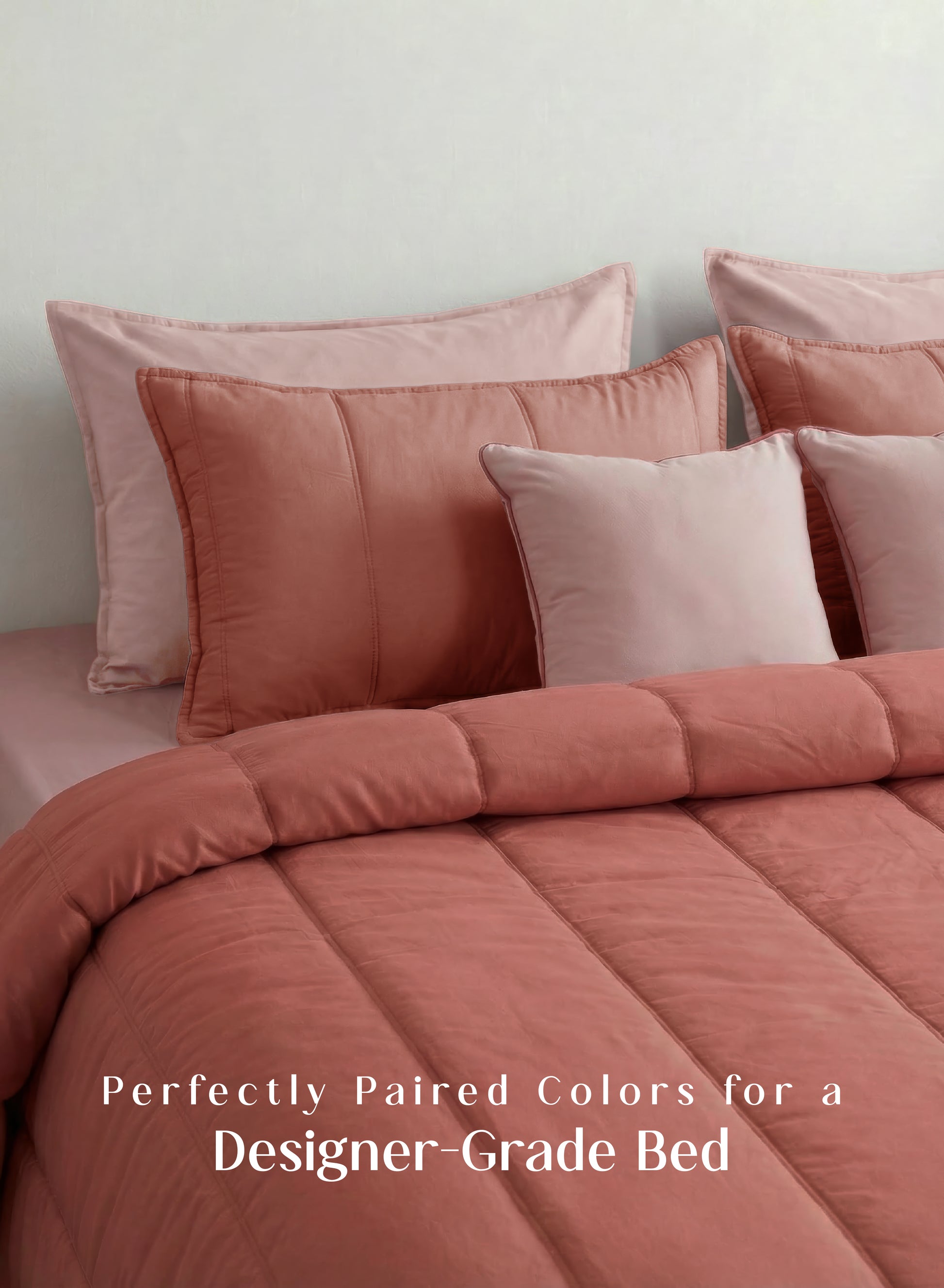 Home Crayons Cocoon 8-Piece AC Bedding Set | Coordinated Comforter, Fitted Sheet & Covers in One Set | Terracotta
