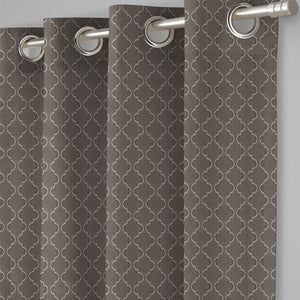 Teramo Jacquard Room Darkening Curtains | Crest Jacquard Weave | Peat Brown | Set of 2 | Fully Customizable
