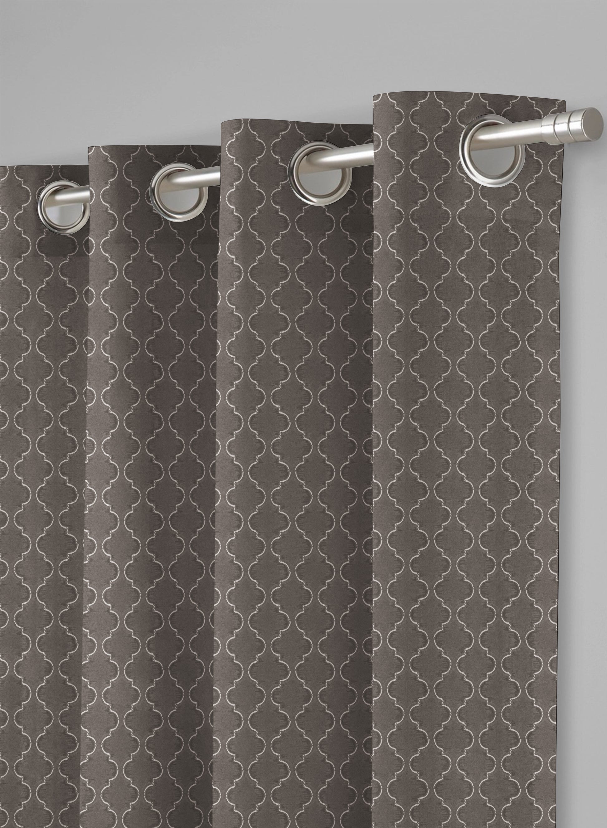 Teramo Jacquard Room Darkening Curtains | Crest Jacquard Weave | Peat Brown | Set of 2 | Fully Customizable
