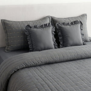 Home Crayons CloudTouch™ 5-Piece AC Comforter Set | 33% Oversized | Includes 2 Pillow & 2 Cushion Covers | Pebble Gray