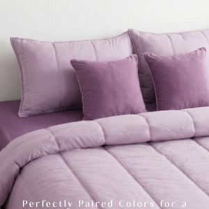 Home Crayons Cocoon AC Comforter Set | 5-Piece Designer Bed Set for Modern Homes | Lilac Daisy