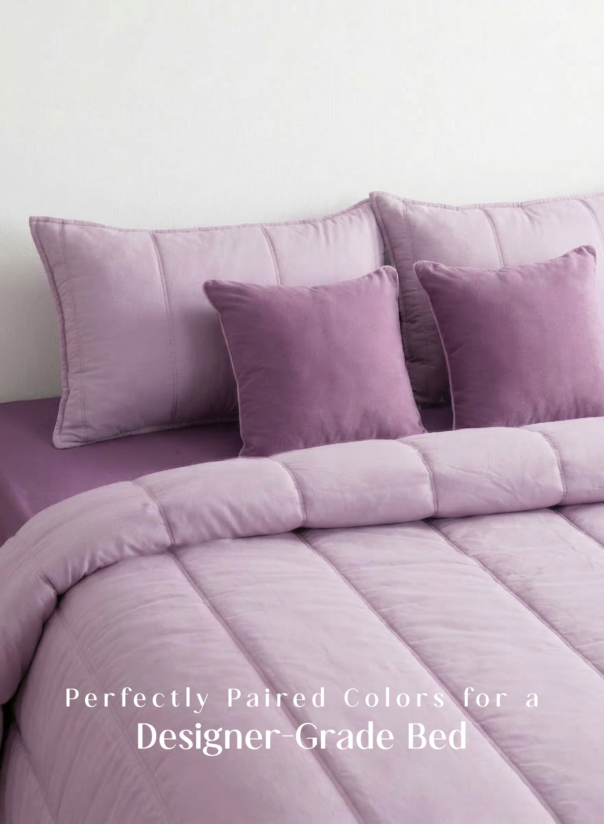 Home Crayons Cocoon AC Comforter Set | 5-Piece Designer Bed Set for Modern Homes | Lilac Daisy