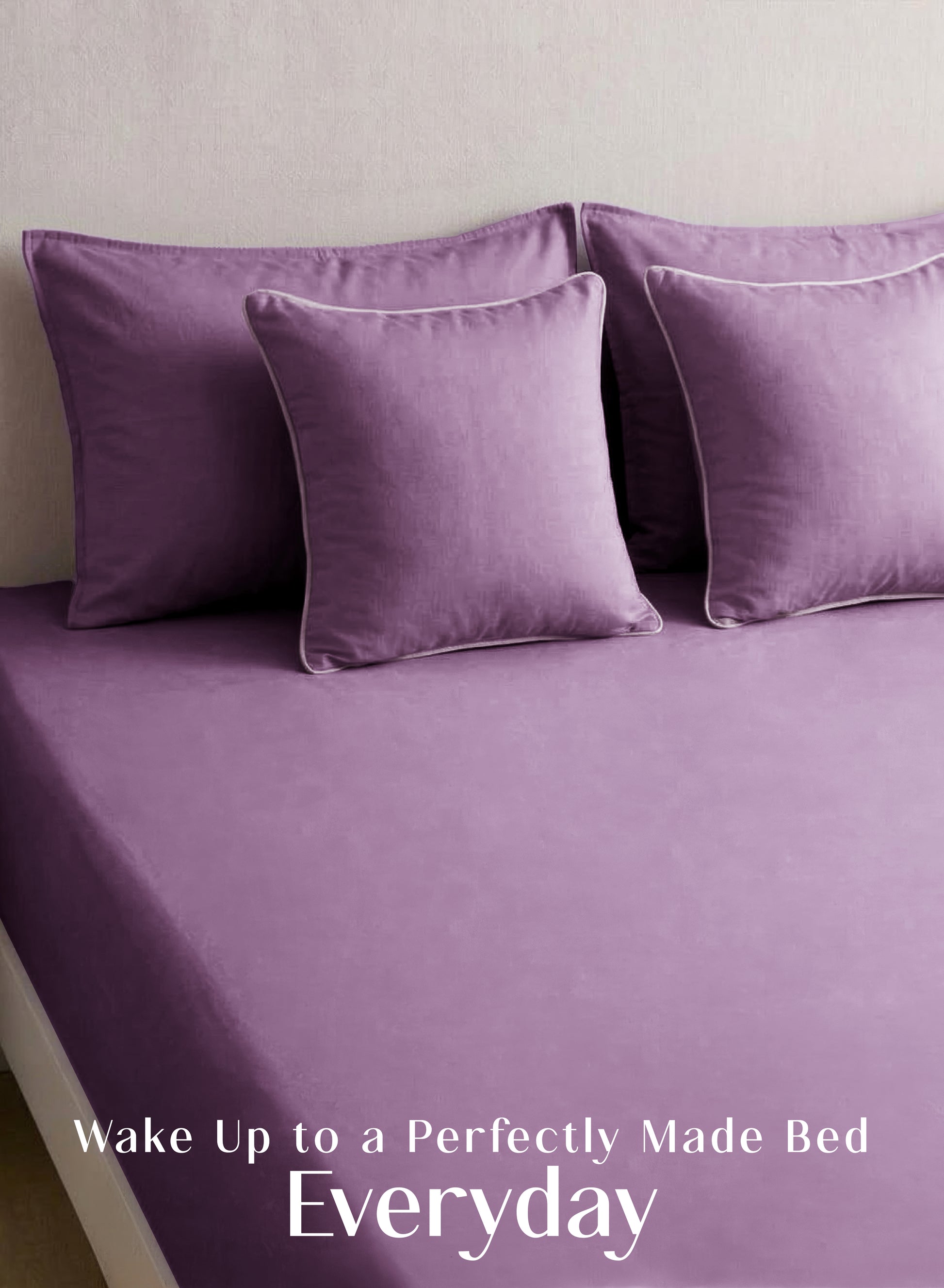 Home Crayons LuxeFit™ Fitted Bedsheet Set | Perfect Fit for Queen & King Mattresses | Matte Plum