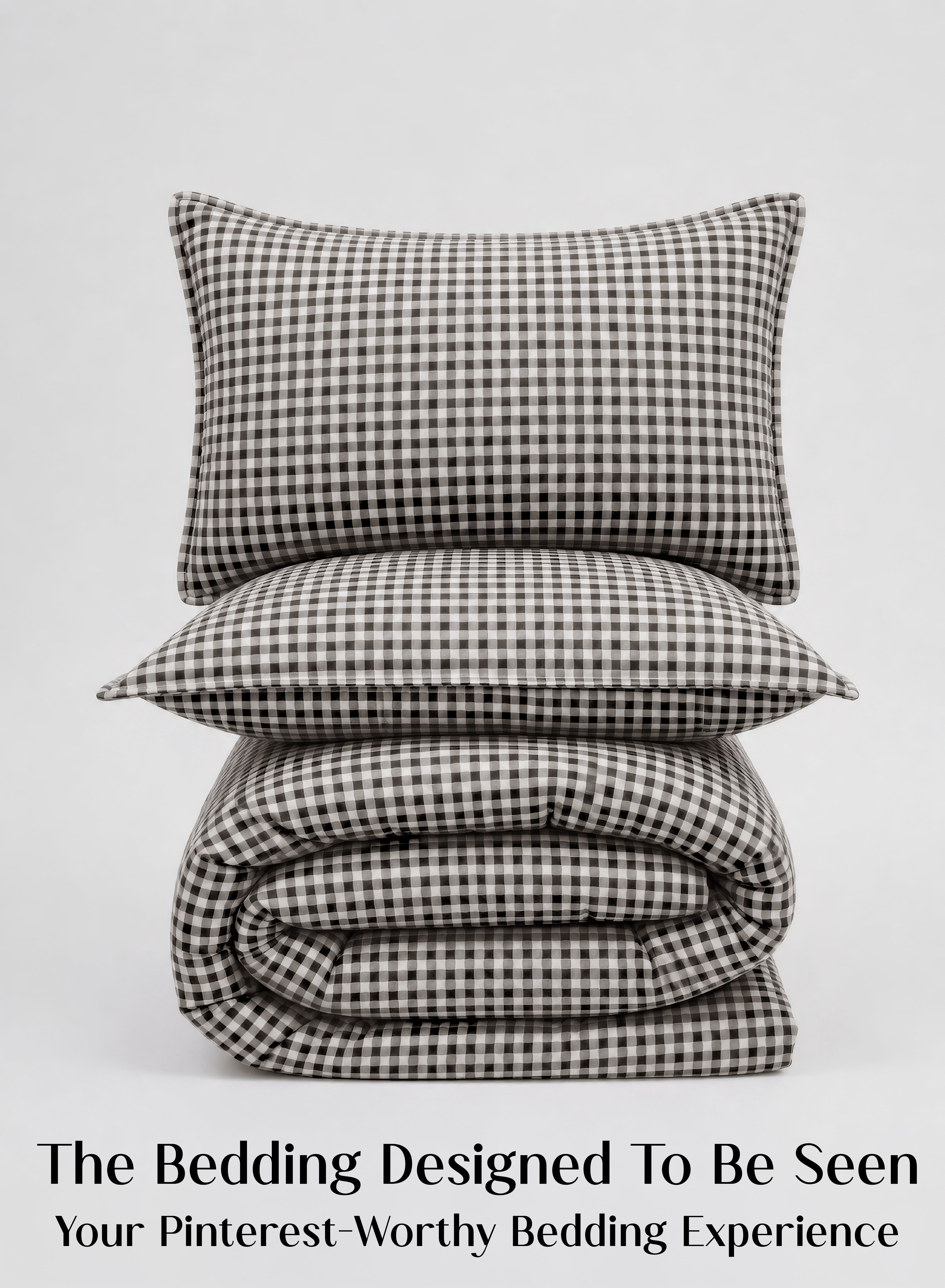 Crayonic™ 8-Piece Bedding Set | Signature Designer Bedding for AC Rooms | Midnight Gingham