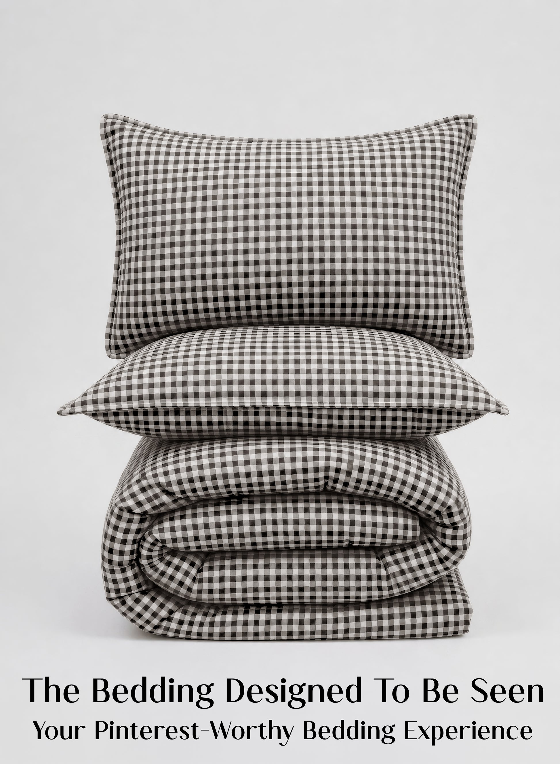 Crayonic™ 8-Piece AC Bedding Set | Signature Designer Bedding for AC Rooms | Midnight Gingham