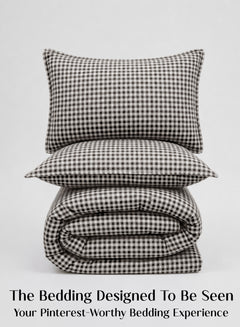 Crayonic™ 8-Piece AC Bedding Set | Signature Designer Bedding for AC Rooms | Midnight Gingham