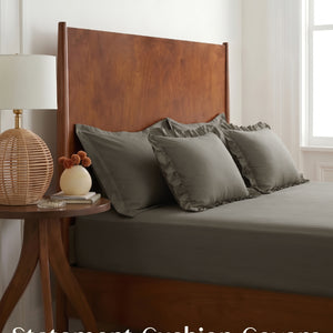 Home Crayons LuxeSoft™ Double Bedsheet Set | Oversized King | Includes 2 Pillow Covers & 2 Cushion Covers | Smoked Coffee