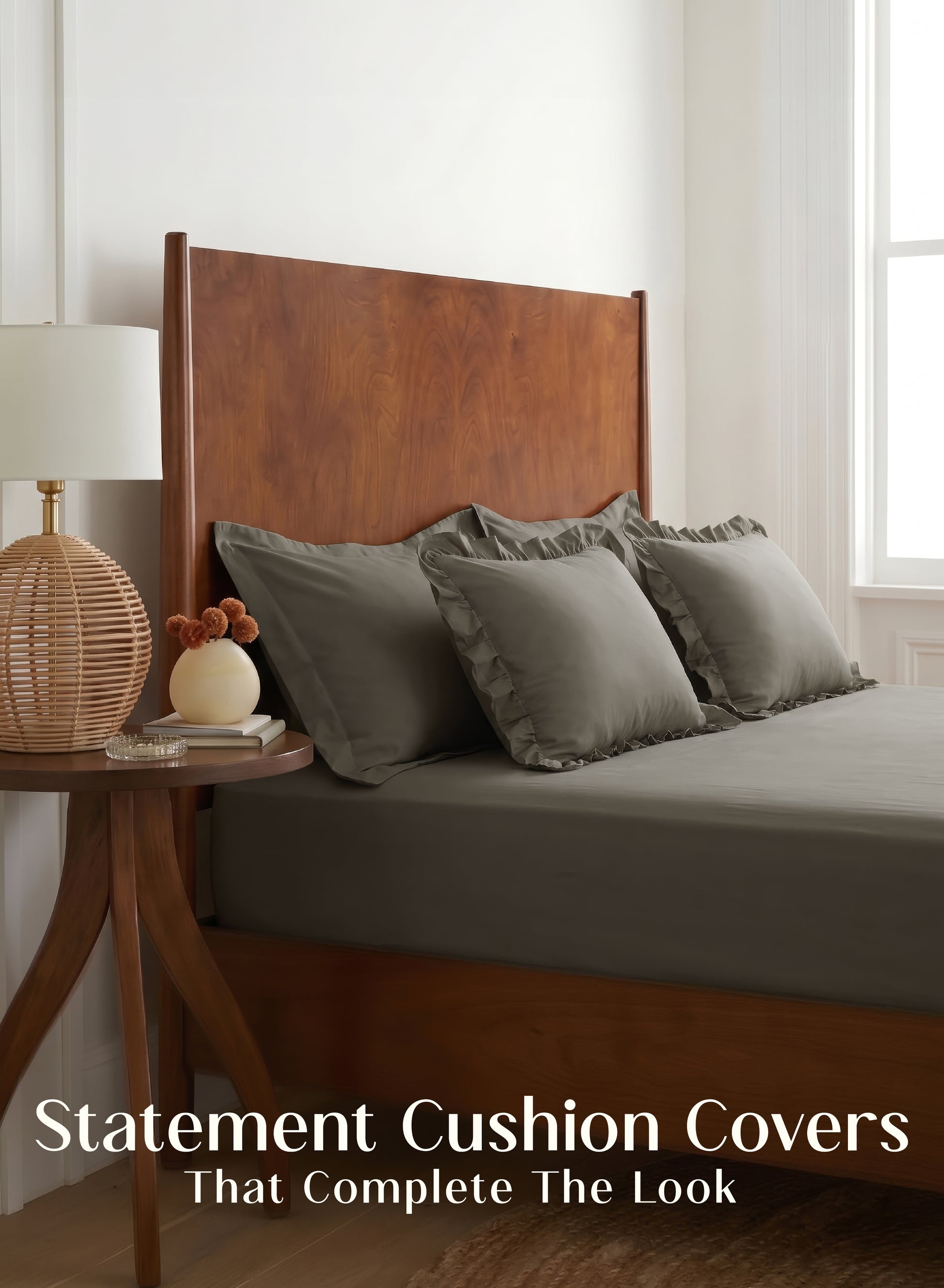 Home Crayons LuxeSoft™ Double Bedsheet Set | Oversized King | Includes 2 Pillow Covers & 2 Cushion Covers | Smoked Coffee