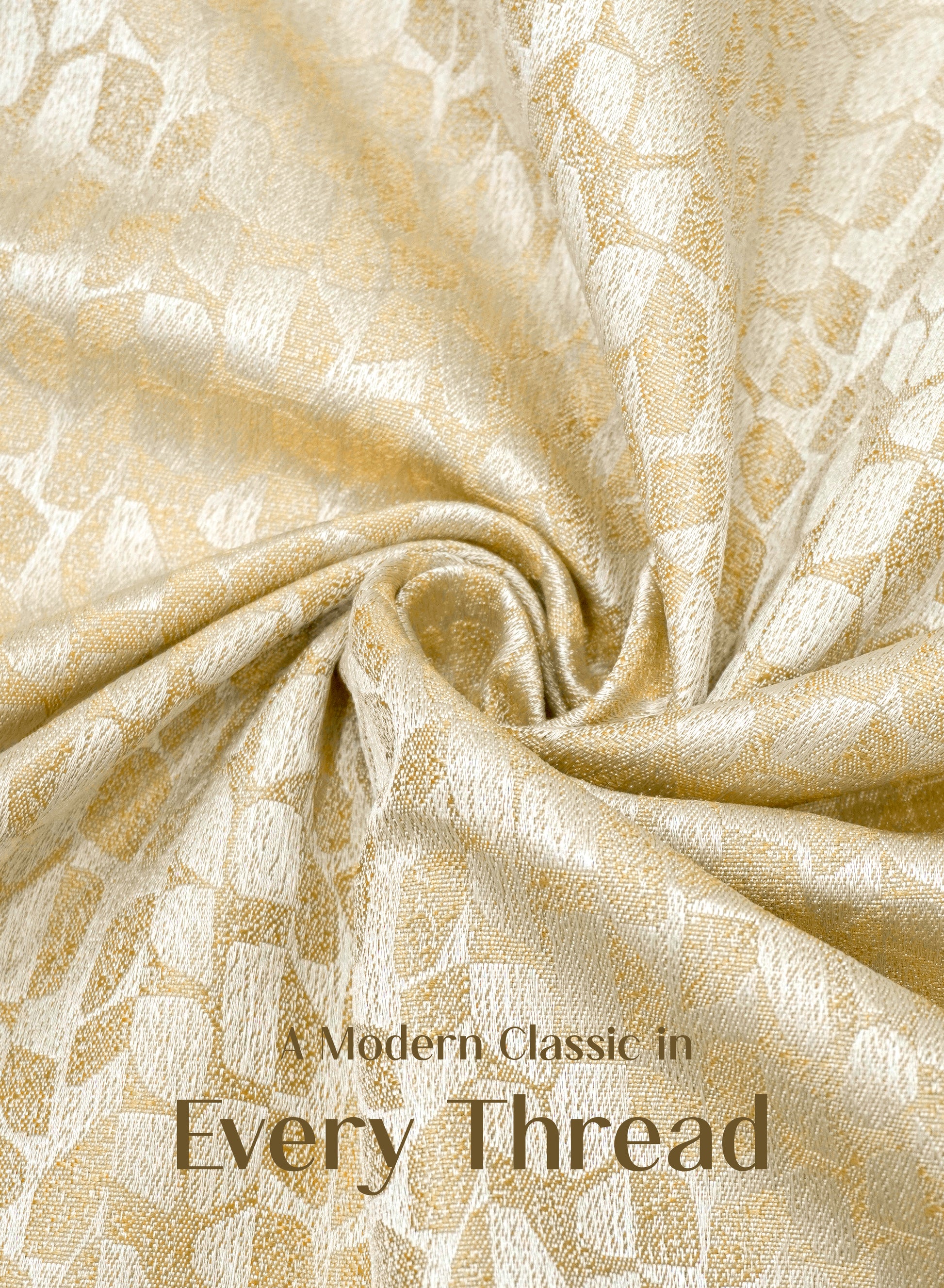 Eudora Jacquard Blackout Curtains | Pebble Jacquard Weave & Total Light Block | Champagne Gold | Set of 2 | Fully Customizable