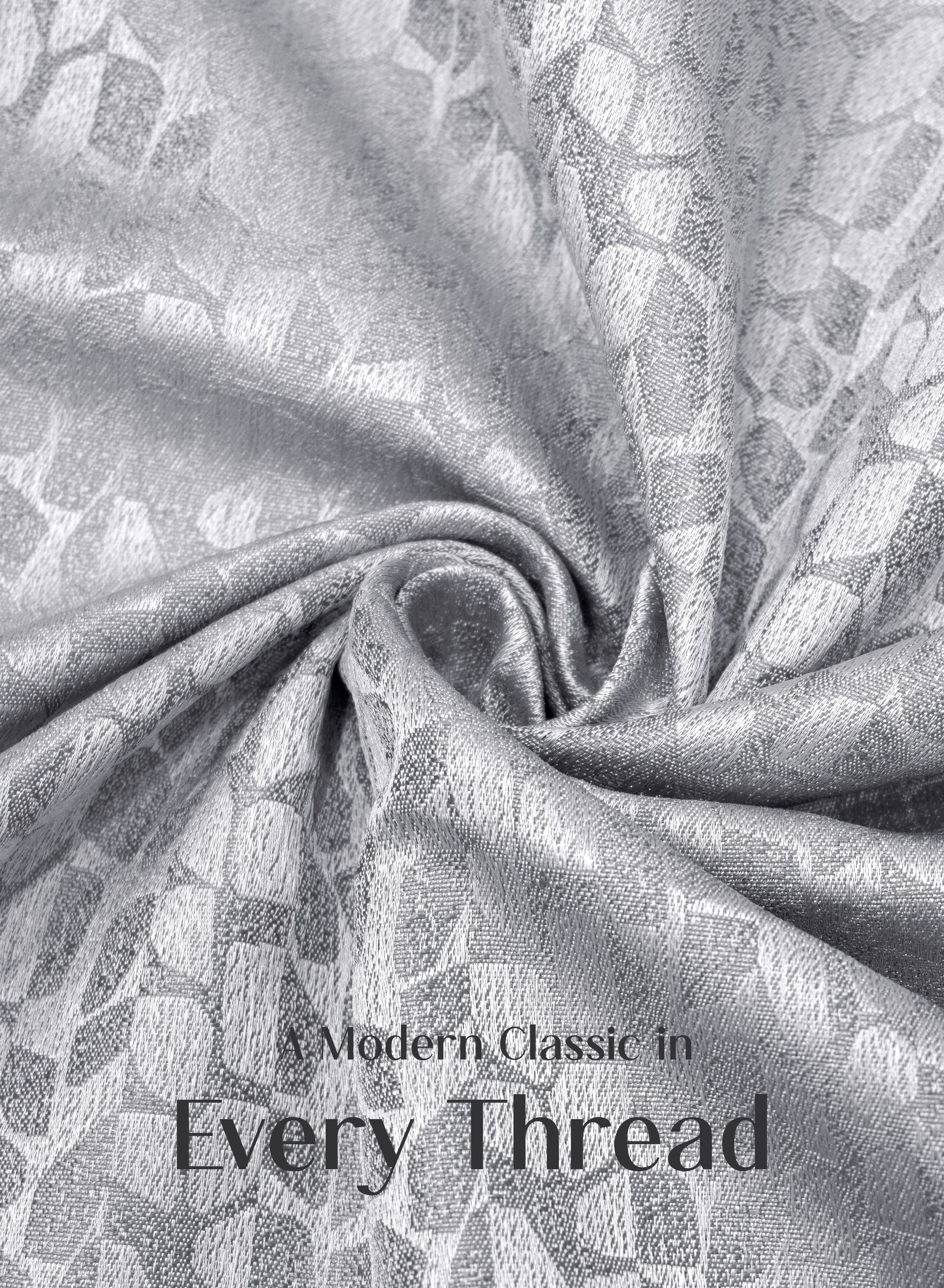 Eudora Jacquard Room Darkening Curtains | Pebble Jacquard Weave | Feather Gray | Set of 2 | Fully Customizable