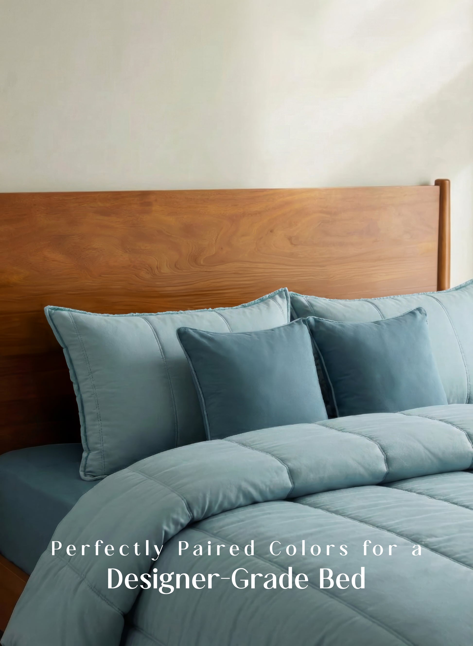 Home Crayons Cocoon AC Comforter Set | 5-Piece Designer Bed Set for Modern Homes | Blue Meadow