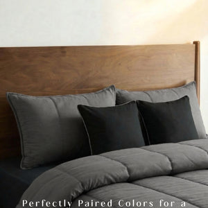 Home Crayons Cocoon AC Comforter Set | 5-Piece Designer Bed Set for Modern Homes | Moonstone Gray