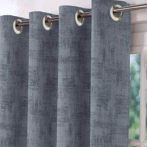 Bling Rustic Vibe Blackout Curtains | 100% Cotton | Dark Gray | Set of 2
